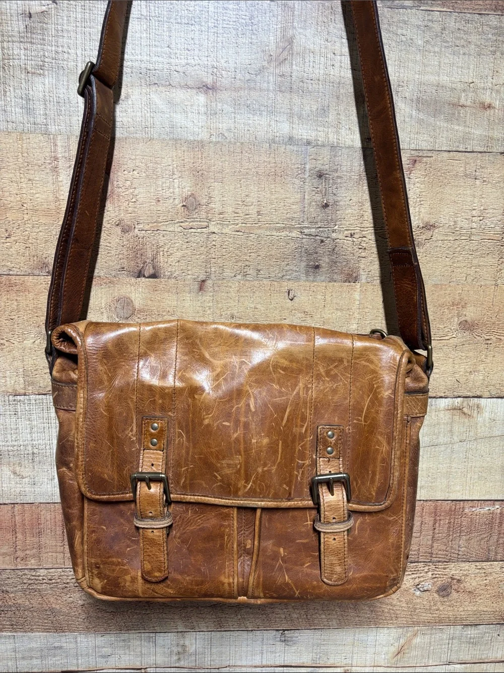 ONA The Prince Street Brown Leather Camera Messenger Laptop Bag antique cognac